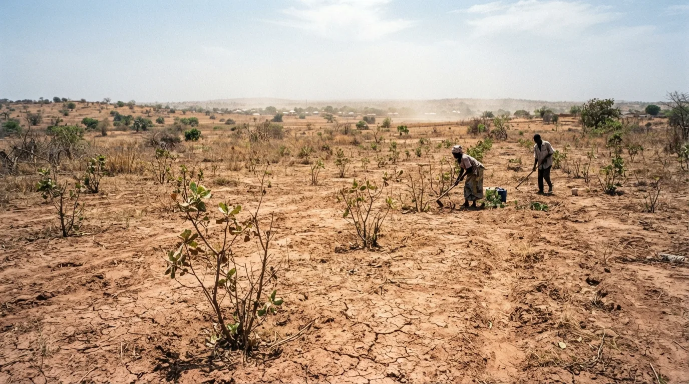 A young cashew orchard on dry savannah land at the edge of the growing belt