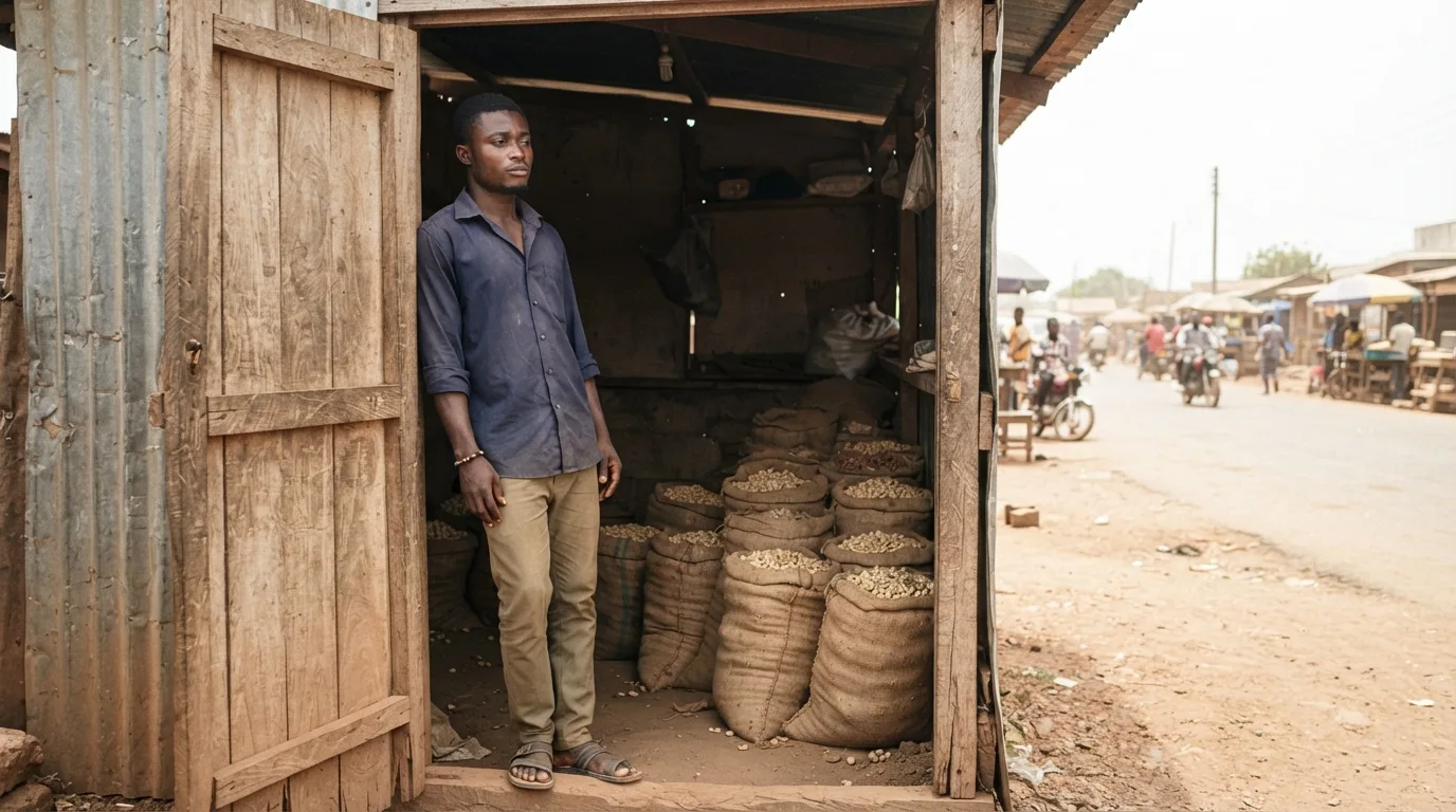 A farmer selling spot at the farm gate with no written contract, the papers-light selling that blocks investment and credit