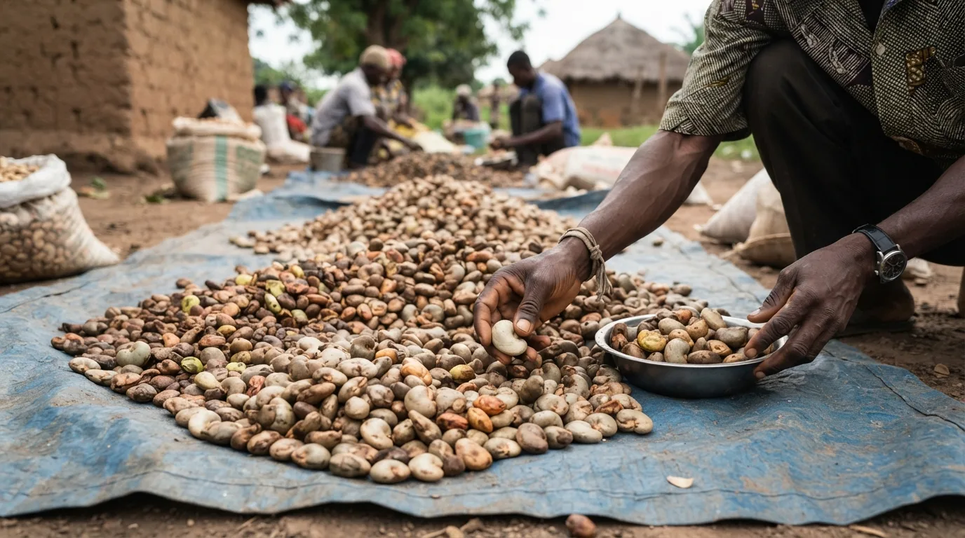 Mixed-grade raw cashew nuts bought without a premium, the sign of a market that does not yet reward quality