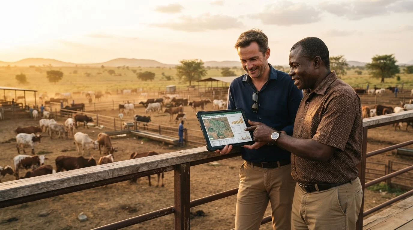 An investor reviewing a ranch and feedlot plan against the policy that barely mentions it