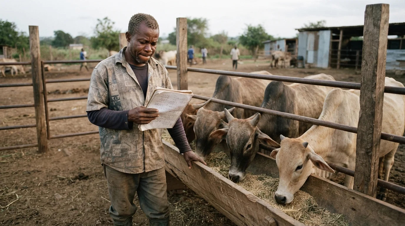 An entrant pricing a beef-finishing venture off assumed rather than measured costs, because no published Ghana budget exists