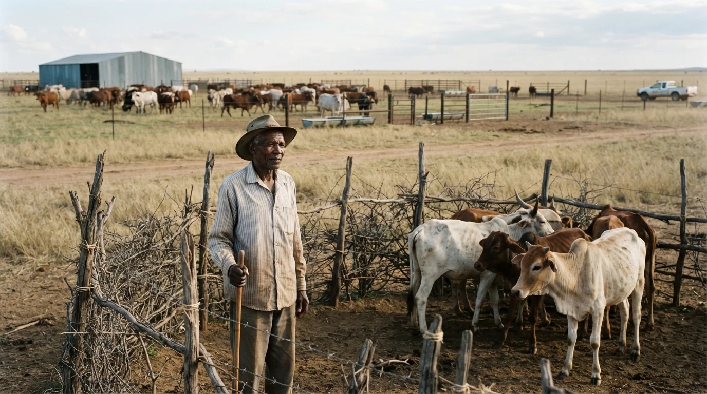 An entrant standing beside a fence looking at cattle, having bought the herd before building the business