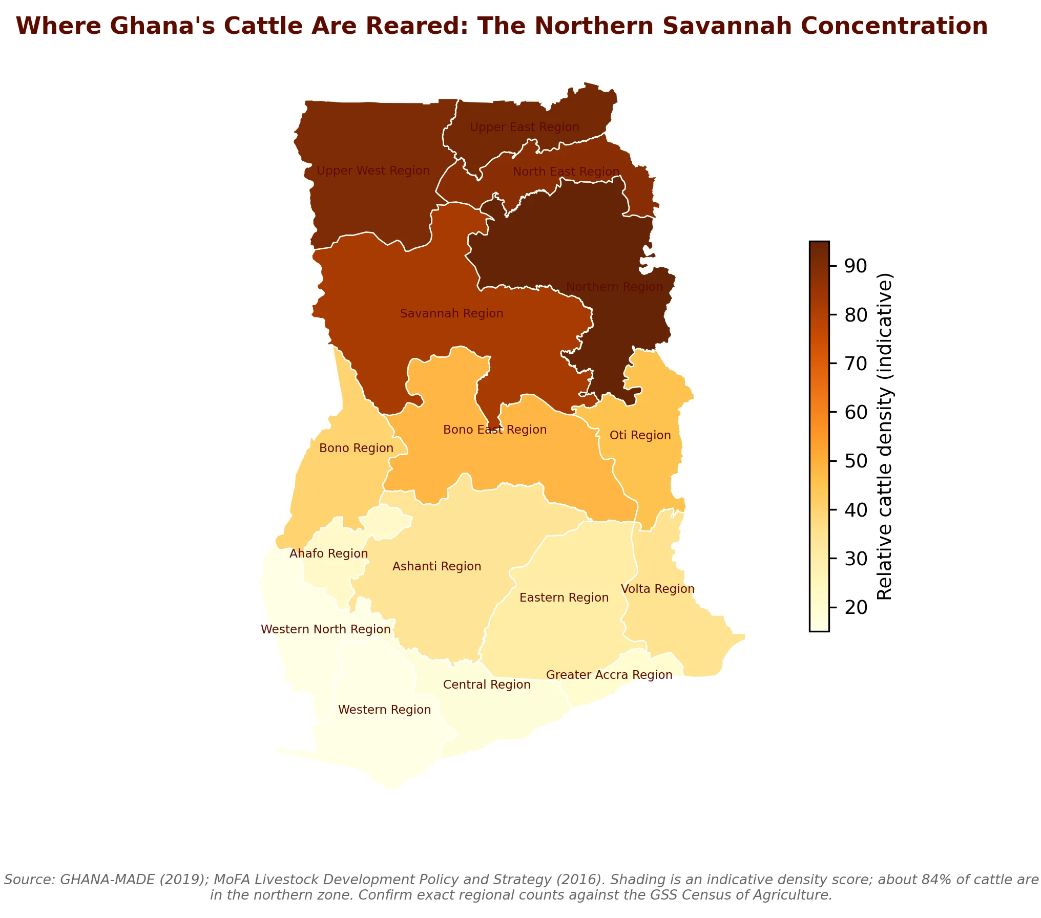 Where Ghana's cattle are reared: the northern savannah concentration