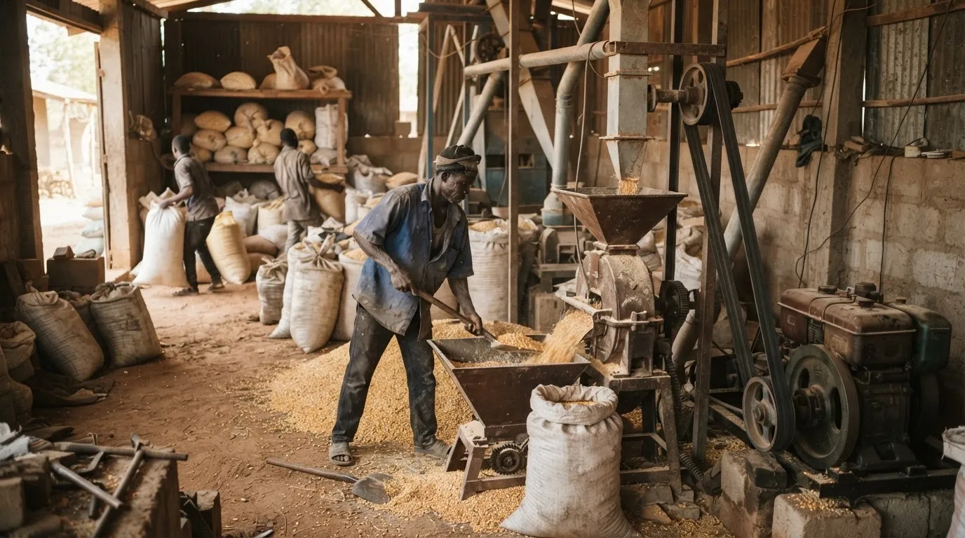 Inside a Ghanaian feed mill turning maize into poultry and livestock feed