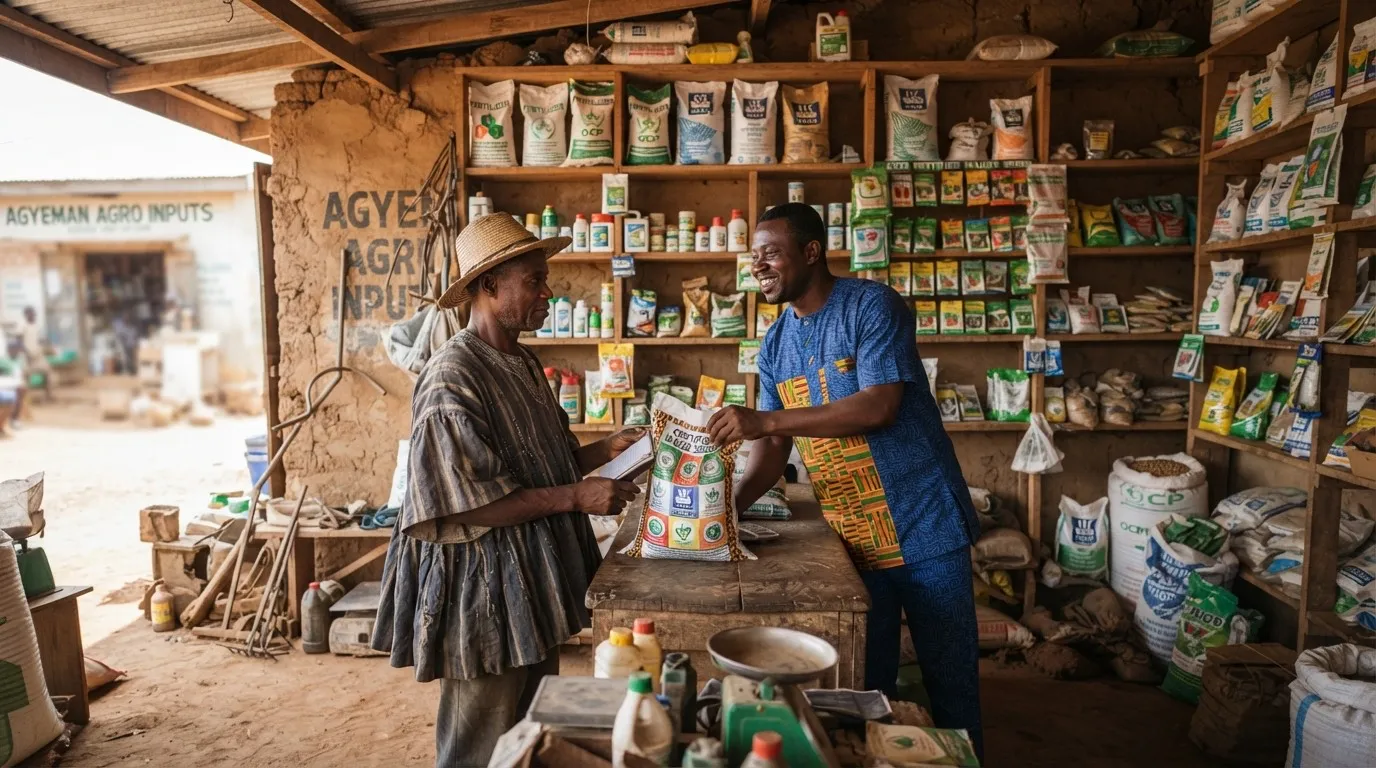 Certified maize seed in sealed labelled bags on an agro-dealer's shelf