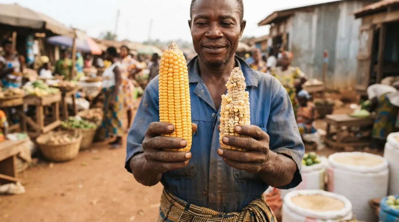 A vigorous hybrid maize field with full, well-filled cobs