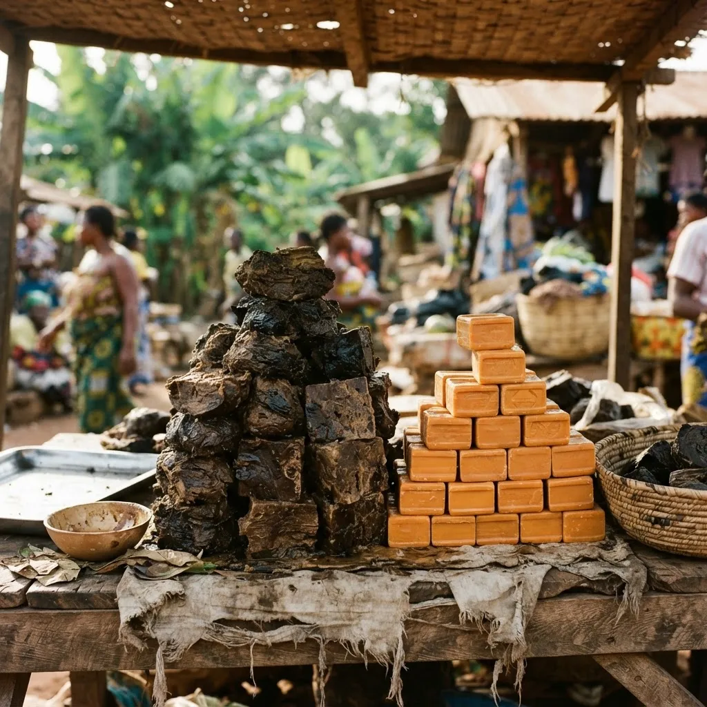 Bars of soap and cosmetic products made from palm and palm kernel oil