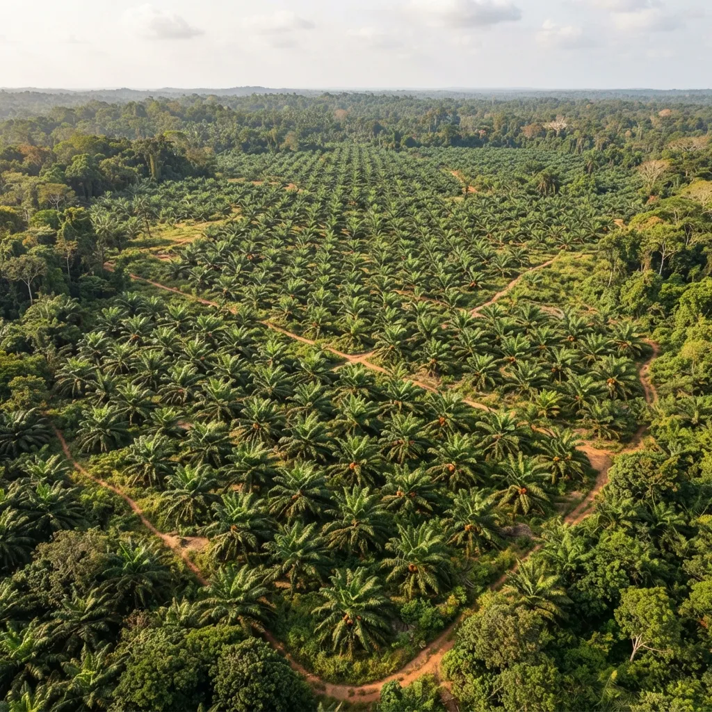 A certified oil palm nursery of young Tenera seedlings in large polythene bags under easing shade