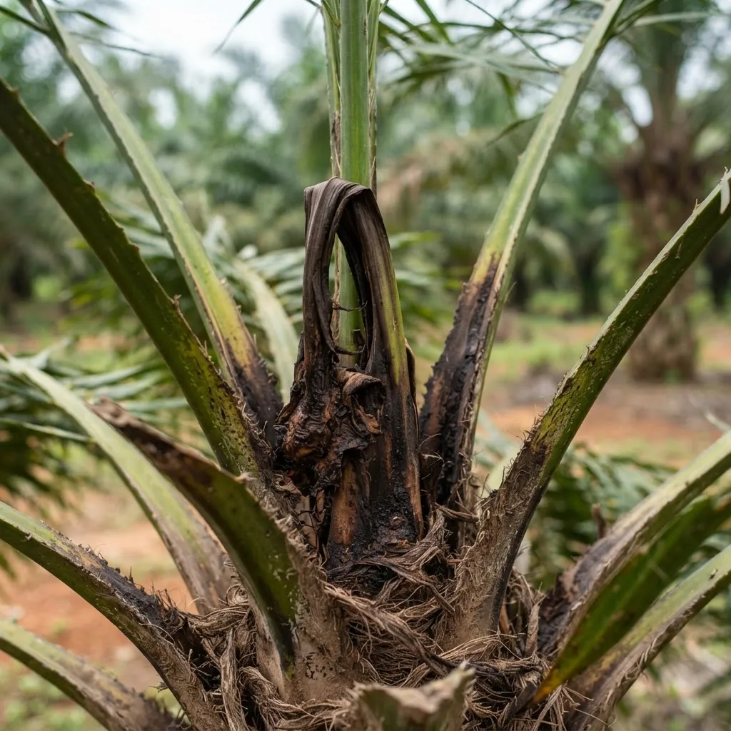 Bud rot, which rots the growing point of the palm