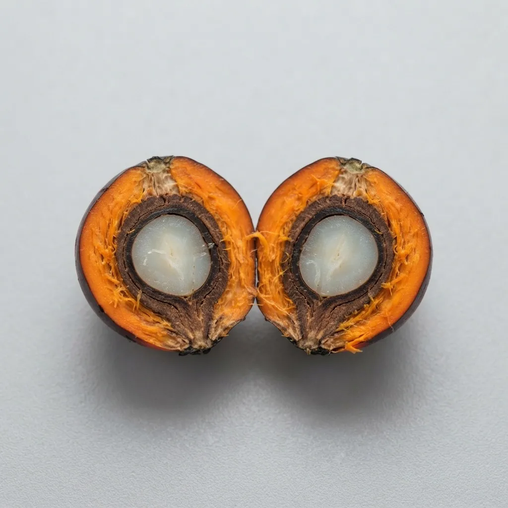 Dura oil palm fruit in cross-section