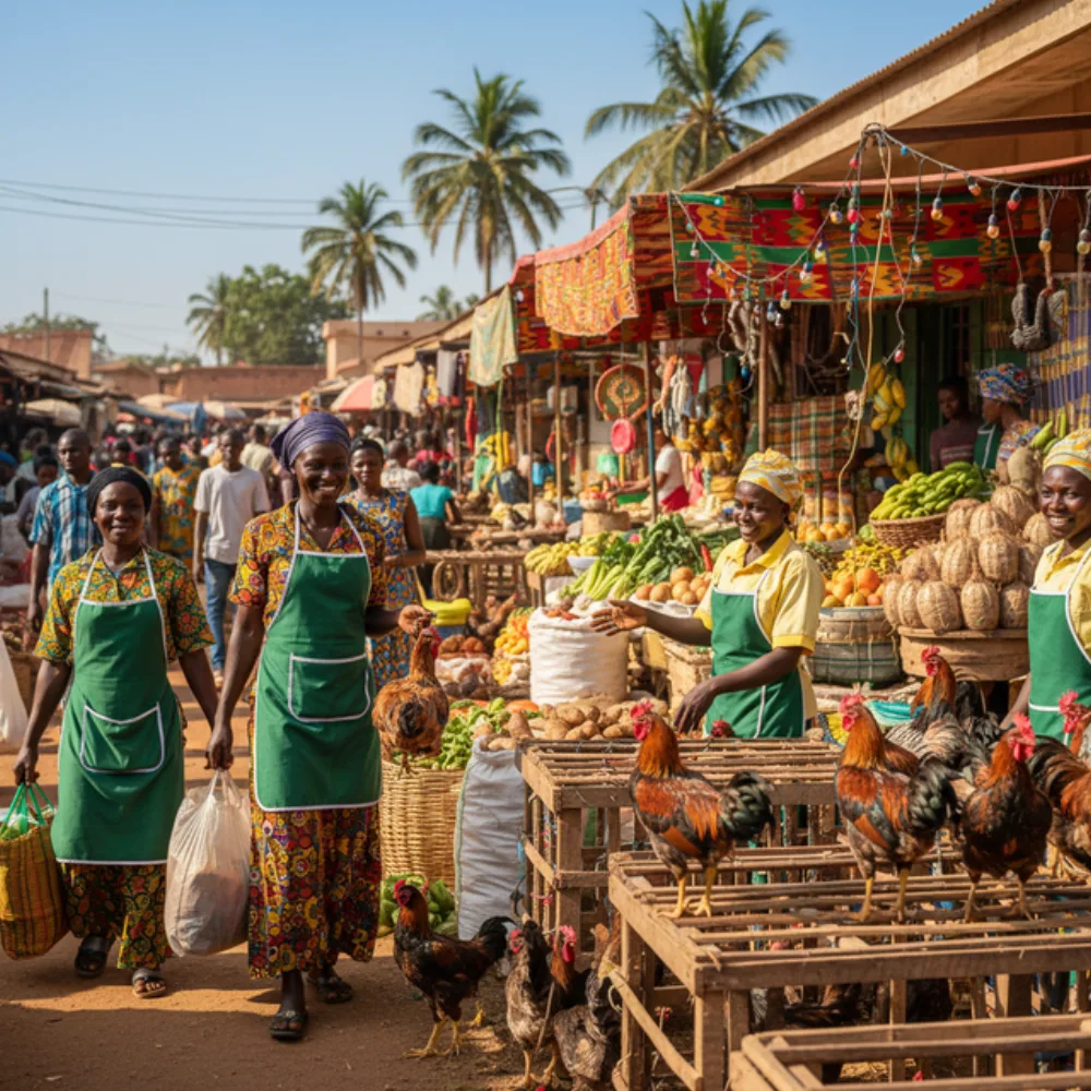 Empty broiler pens after the festive peak, a Ghanaian farmer facing seasonal demand swings