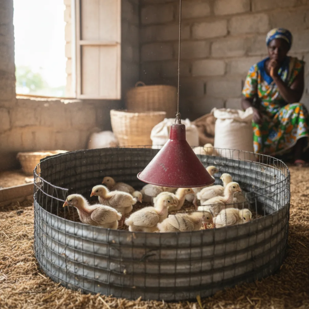 Gumboro disease attacking the immune system of a young broiler chick