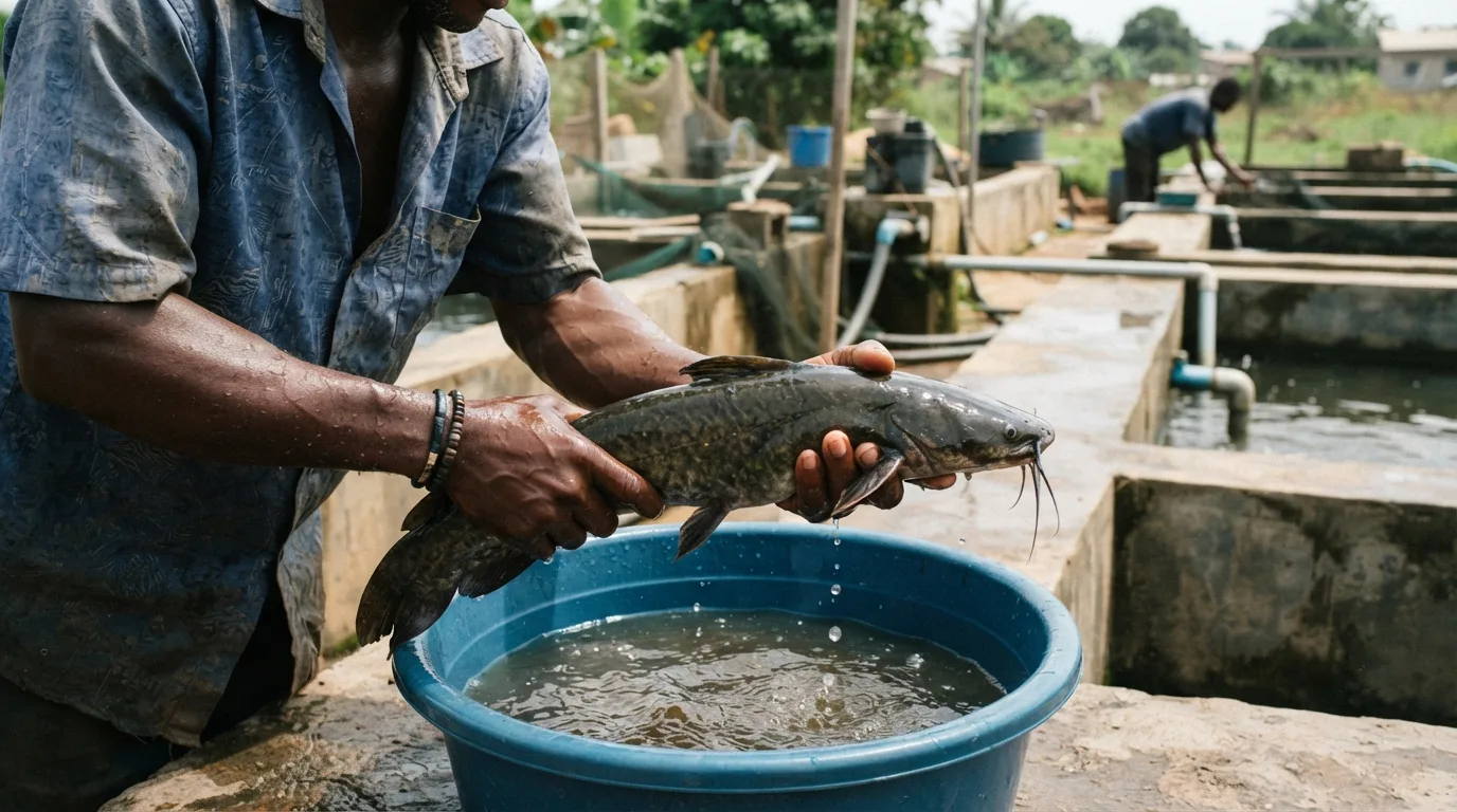 A farmed African catfish